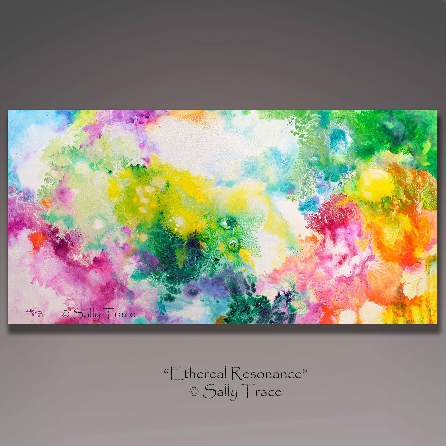 Retailer 12x24 Original Fluid Art Framed Stretched Canvas