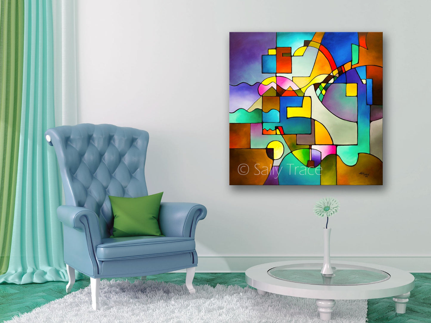 Large modern art geometric square canvas print "Unified Theory" by Sally Trace