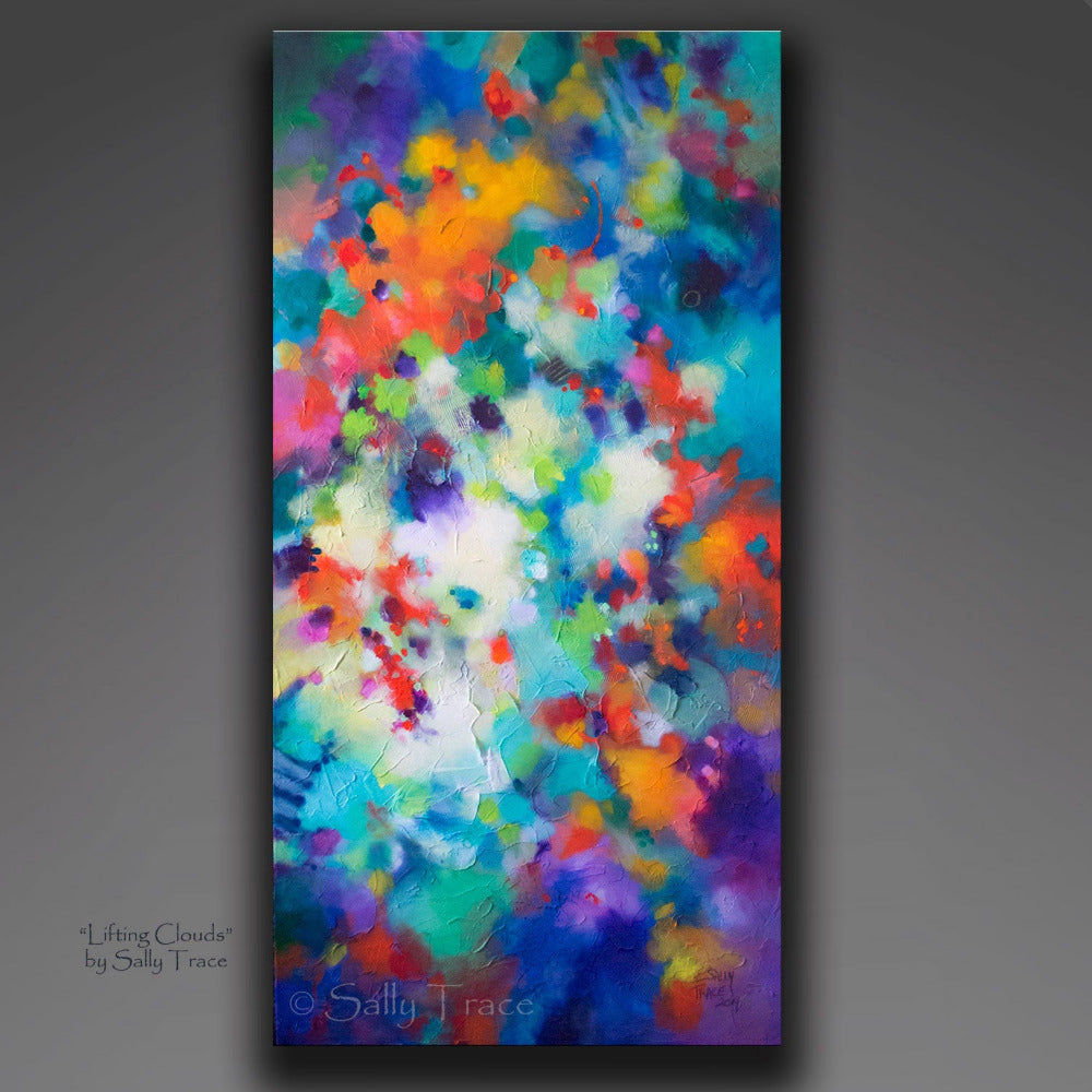 "Lifting Clouds" original fine art abstract textured painting for sale by Sally Trace