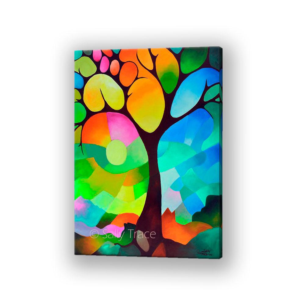 "Dreaming Tree" modern art stretched canvas print by Sally Trace