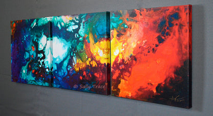 Heavenly Fire, triptych fine art prints by Sally Trace