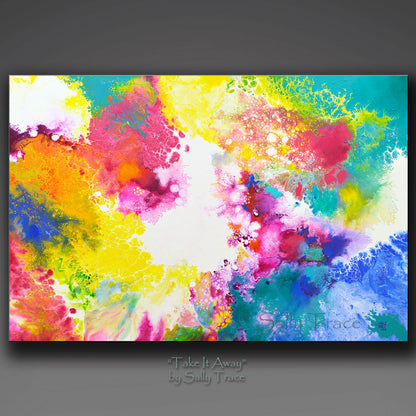 Fluid art modern abstract painting prints for sale by Sally Trace "Take It Away"