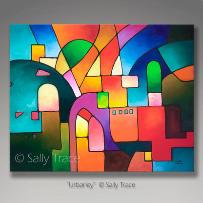 "Urbanity" geometric art giclee print on canvas by Sally Trace