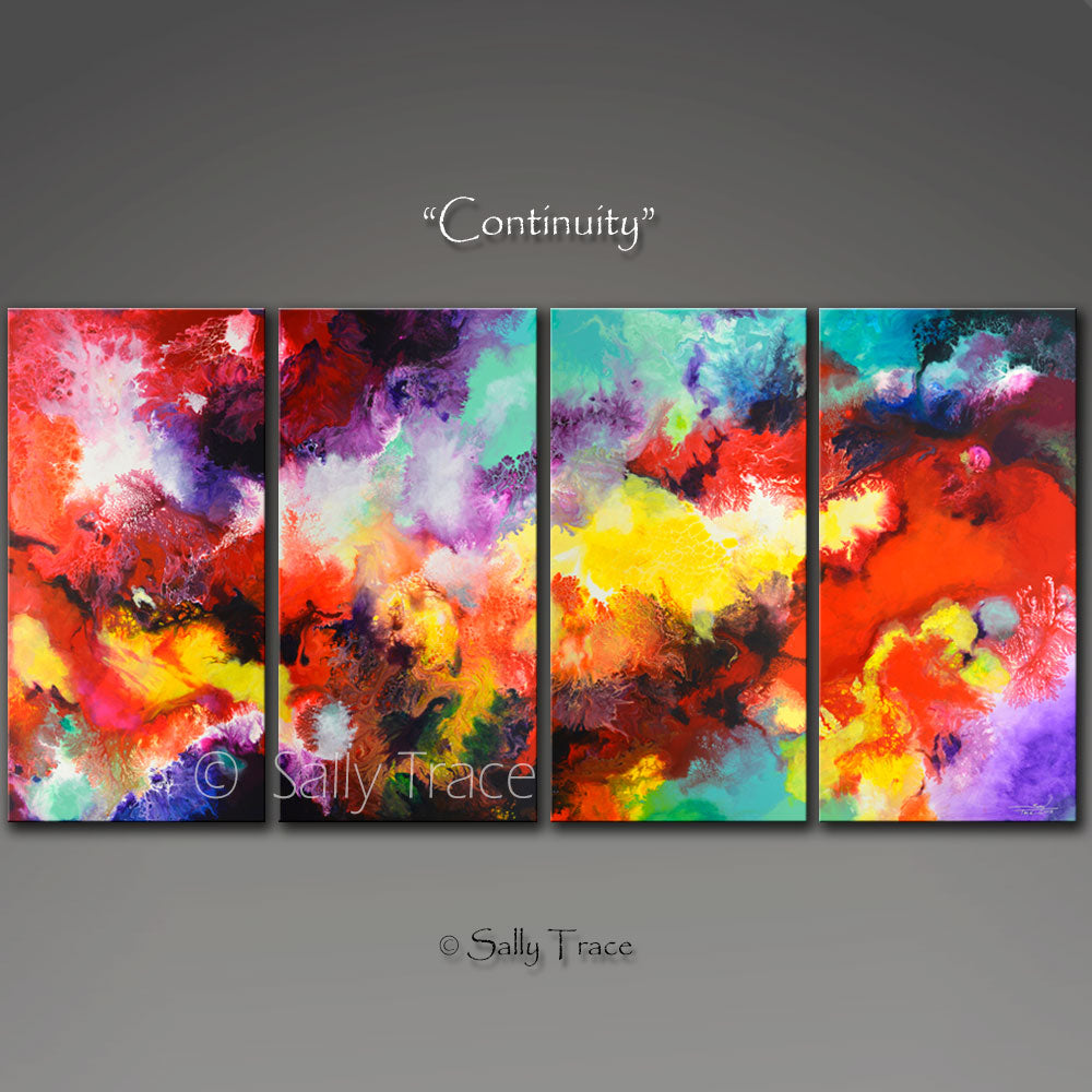 Continuity, Four Canvas Canvas Giclee Print set made from my Fluid Pour  Painting