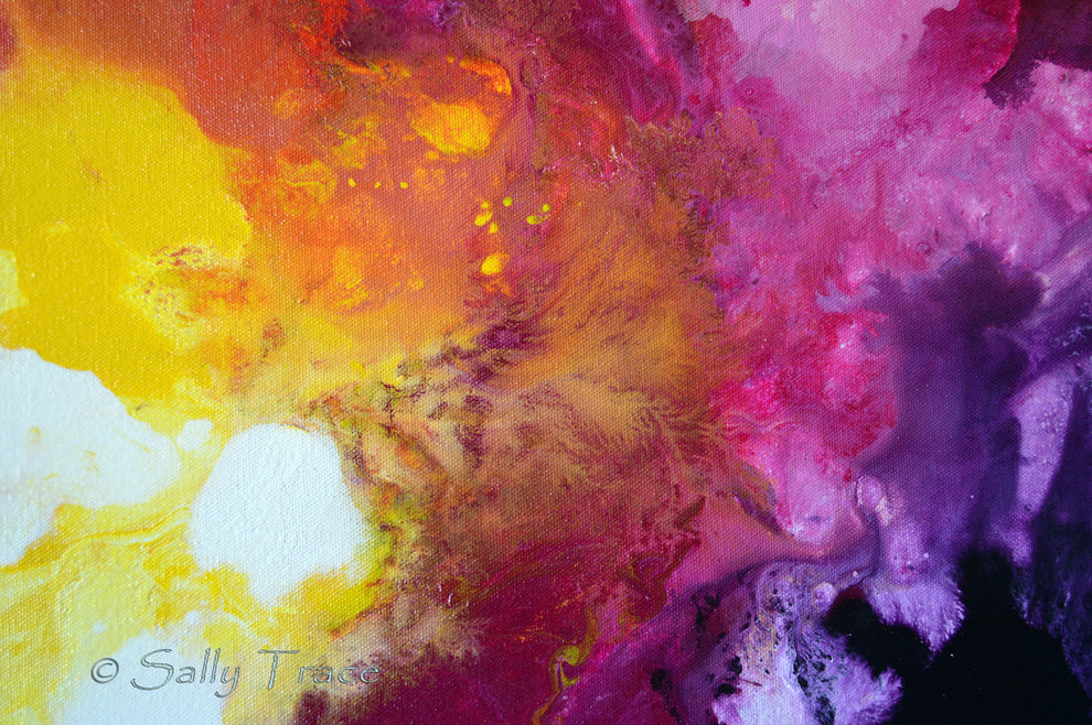 Heady Brew, Four Canvas Acrylic Pour Painting – Sally Trace Abstract 