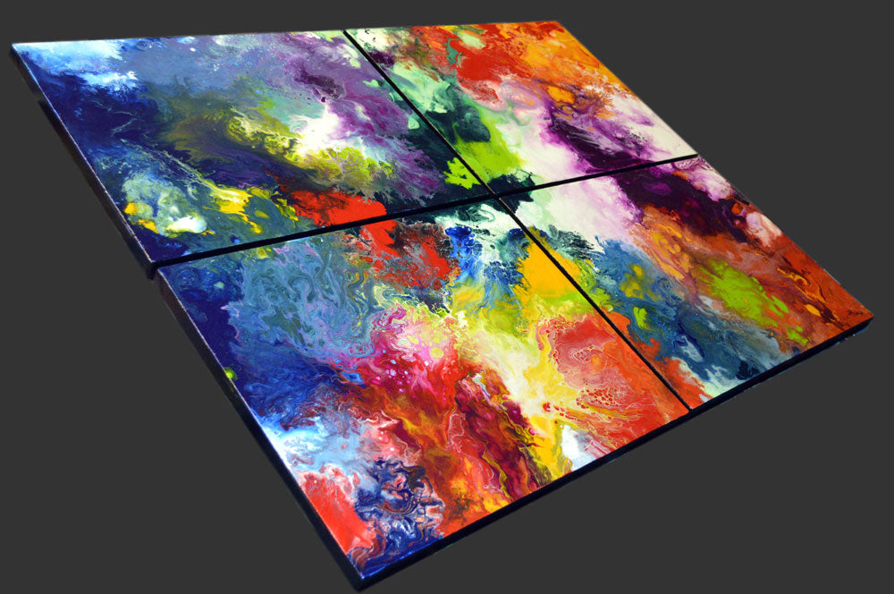 Mastering the Mix, original acrylic multi canvas painting, sold – Sally  Trace Abstract Paintings