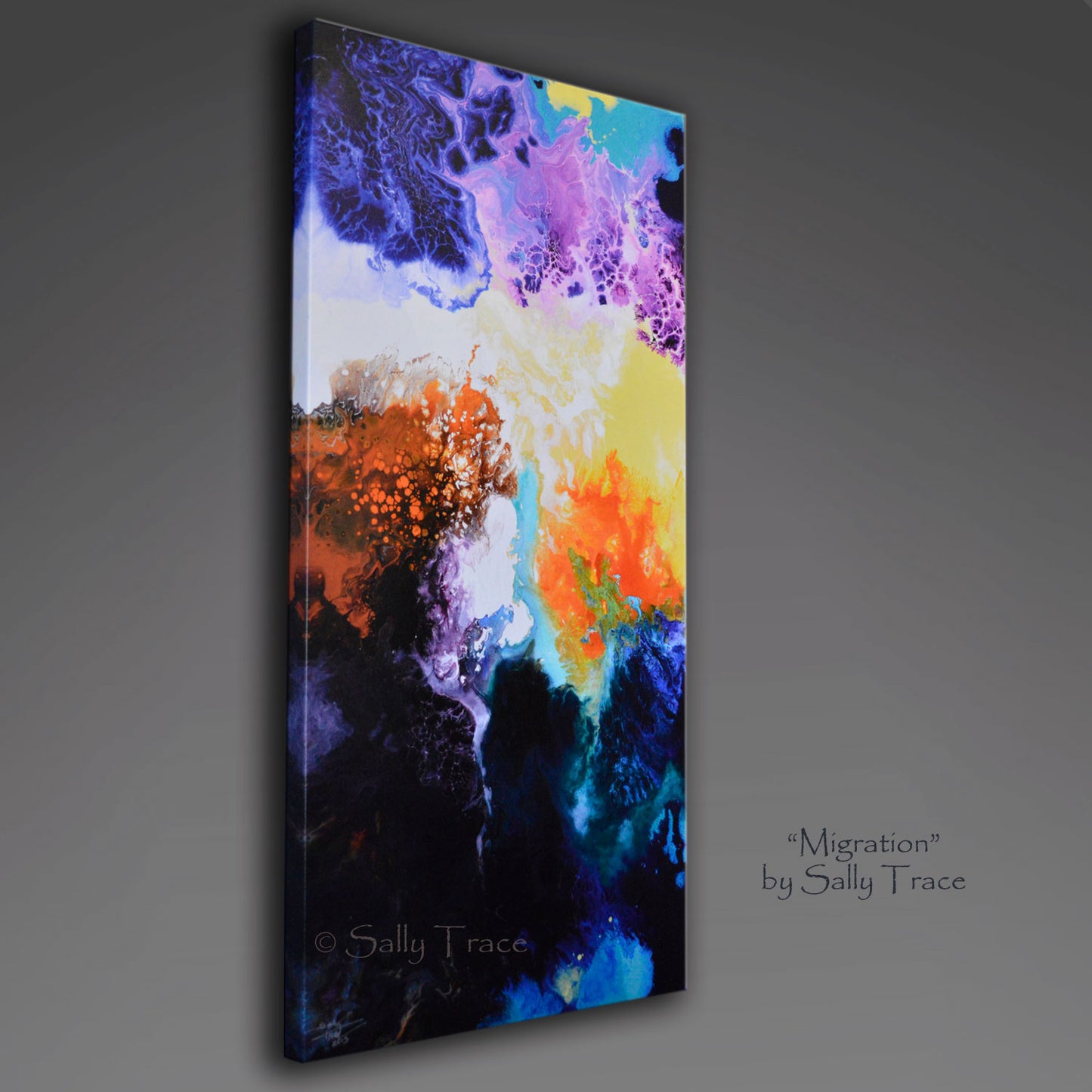 Acrylic Painting, Abstract Fluid Art on a Stretched Canvas, 10x10 Inch,  Modern Art Work, Original 
